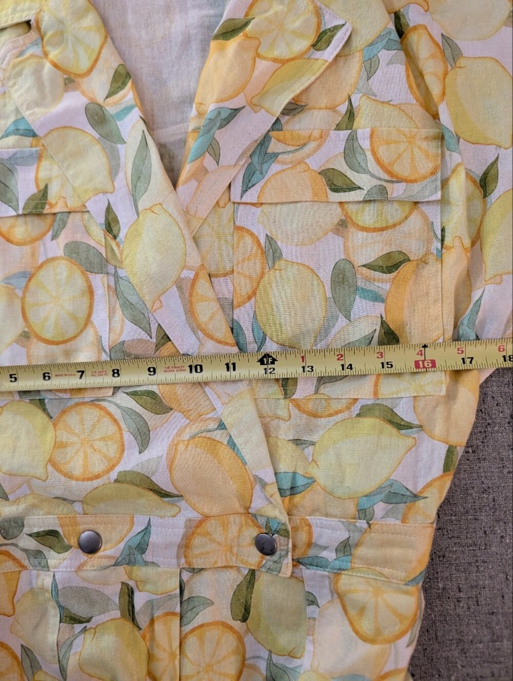 Avec Les Filles Lemon Print Linen Romper Size 10 - Picture 5 of 9